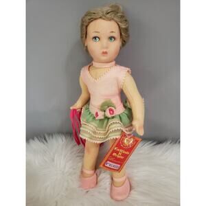 Vintage Pink 13” Ballerina Full Felt Doll by Lenci 1984 Blonde Hair Blue‎ Eyes